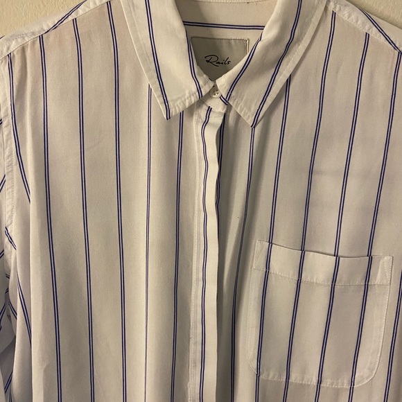 Rails: Hayden Button Down Shirt (White&Blue) - Picture 9 of 14